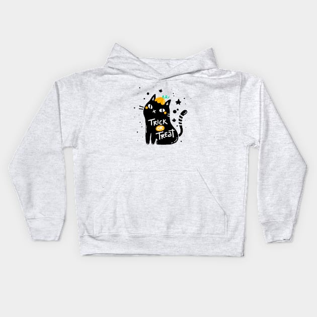 Halloween Cat Kids Hoodie by attire zone